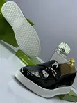 Black Patent Horsebit Loafer with White Cup Sole - 1