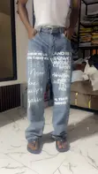 Luxury Long Denim Jeans - Wide Leg - 2