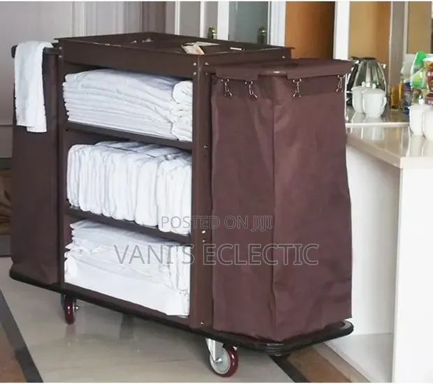 Heavy Duty Double Bag Hotel Housekeeping Trolley - 1