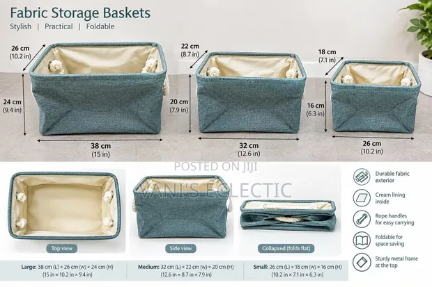 3-in-1 Foldable Fabric Storage Baskets (Sait na 3) - 1
