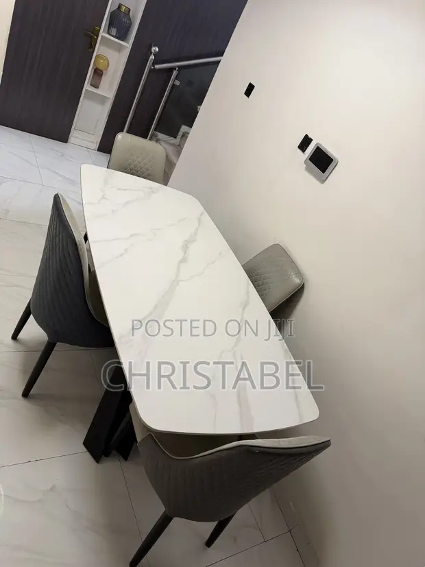 Home Interiors 4 Seater Marble Dining Table Set - 1