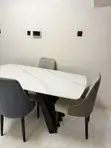 Home Interiors 4 Seater Marble Dining Table Set - 4