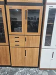 Luxury Modern Metal Shelf Cabinet with Drawers & Lock - 1