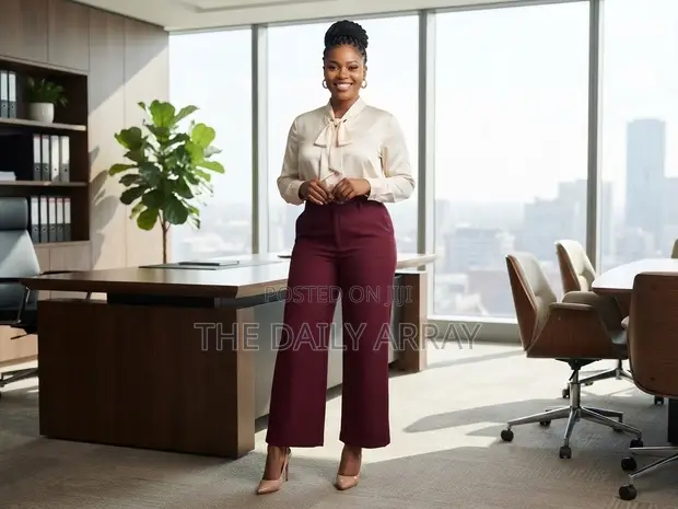 Women's Burgundy Corporate Pants - Size L - 1