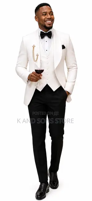 Premium Men's Tuxedo Set - White Jacket & Black Trousers