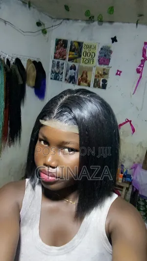 Healthy Hair Human Hair Wig - Straight Black