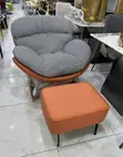 Kujerar Rocking Mai Kayatarwa Ta Zamani Da Ottoman - Orange & Black Houndstooth - 2