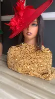 Kyakkyawar Ja Fascinator Mai Gashin Tsumaki - 2