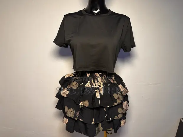Mata 2 Piece Floral Ruffle Skirt Crop Top Set - 1