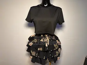 Mata 2 Piece Floral Ruffle Skirt Crop Top Set