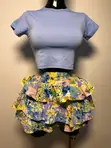 Mata 2 Piece Floral Ruffle Skirt Crop Top Set - 2