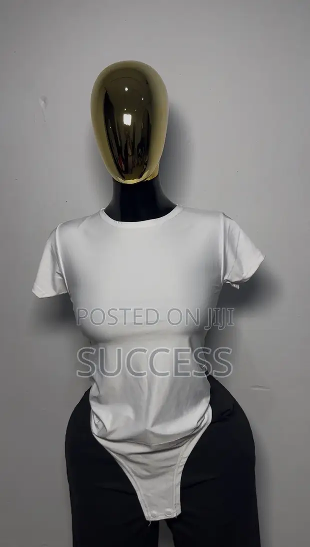 Women's Short Sleeve Fitted Bodysuit - Stretchy Casual Top - 1