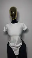 Women's Short Sleeve Fitted Bodysuit - Stretchy Casual Top - 1