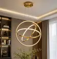 600mm Modern LED Pendant Light - Black/Gold - 1