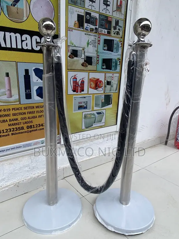 Crowd Stanchion Barriers with Black Rope - 1