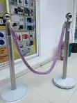 Stanchion Crowd Control Barrier with Purple Rope - 1