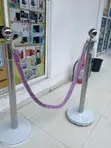 Stanchion Crowd Control Barrier with Purple Rope - 2
