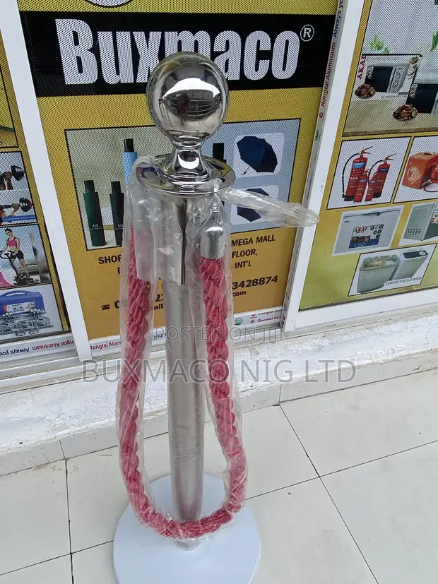 Stanchion Pole with Twisted Rope Barrier (Pair) - 1