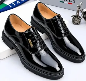 Men's Black Patent Leather Oxford Dress Shoes - Size 40-45