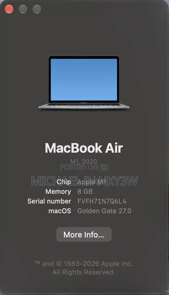 Apple MacBook Air 2020 M1, 8GB RAM, 256GB SSD - 1