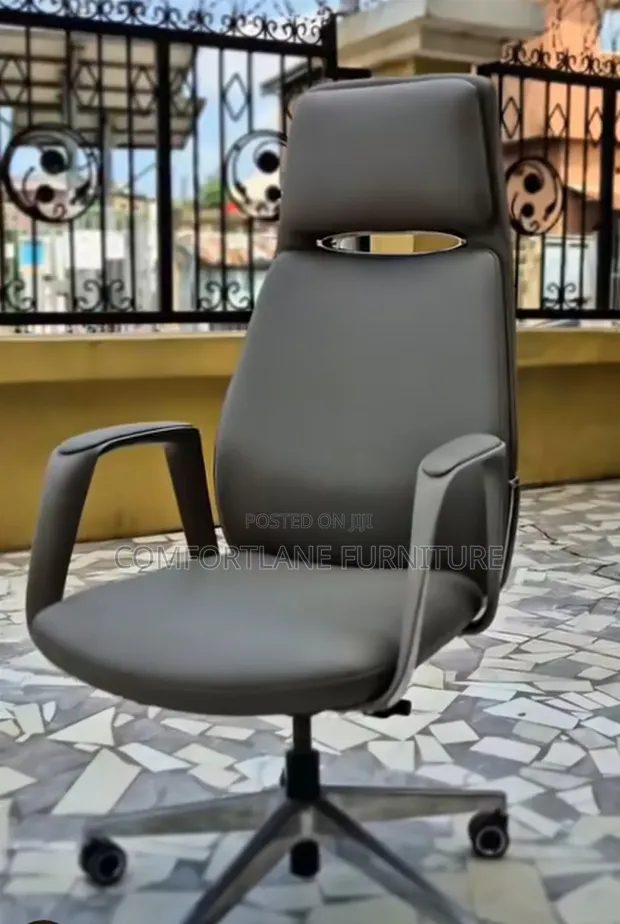 Executive Leather Office Chair with Headrest - 1