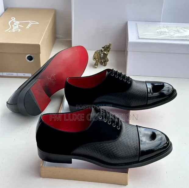 Christian Louboutin Red Sole Loafers - Black Patent/Velvet - 1