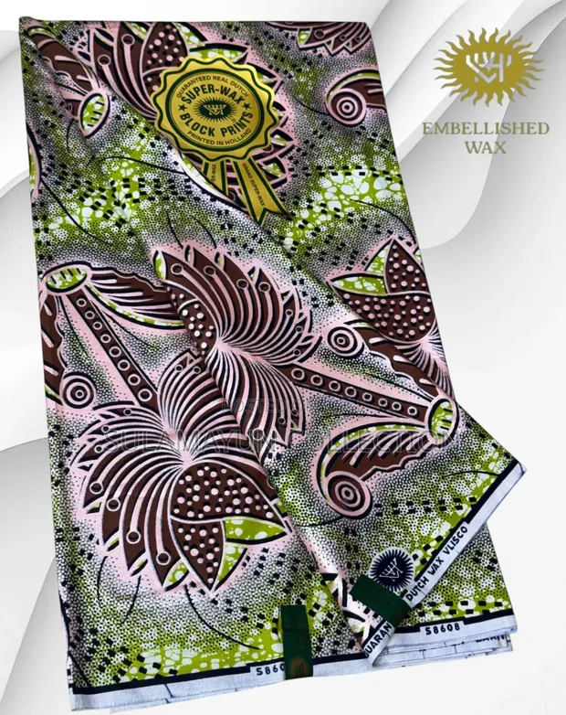 Quality Embellished Gold Ankara Fabric - 1