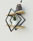Modern Geometric Wall Shelf - Wood & Metal - 1