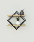 Modern Geometric Wall Shelf - Wood & Metal - 2