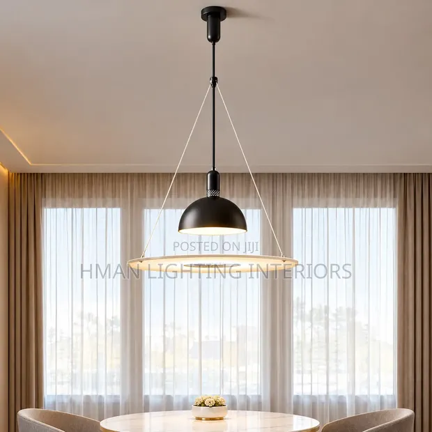 Modern Luxury Pendant Light - Black Circular Ring - 1