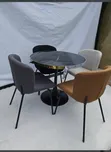 Modern Round Marble Dining Table tare da 4 Cushioned Chairs - 2