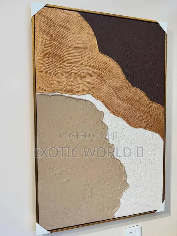 Abstract Earth-Tone Textured Canvas Wall Art (Framed) - 1