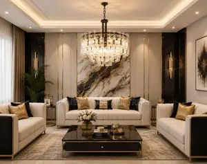 Golden Classic Crystal Pendant Lights - Luxury LED Living Room