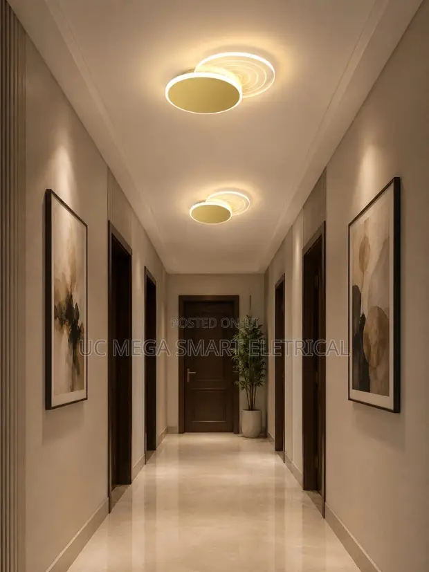 Modern Round Golden LED Ceiling Light - Flush Mount Chandelier - 1