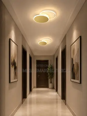Modern Round Golden LED Ceiling Light - Flush Mount Chandelier