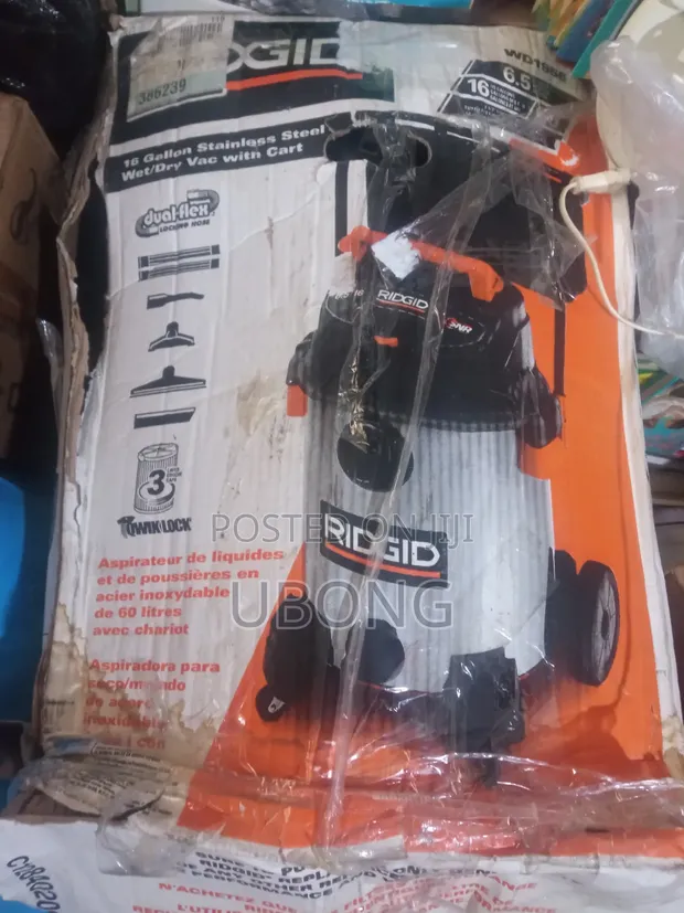 RIDGID 16 Gallon Stainless Steel Wet/Dry Vac with Cart - 1