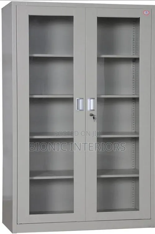 Boss Office Products Full Glass File Cabinet - 5 Shelves - 1
