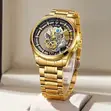 LIGE Gold Skeleton Watch for Men - 1