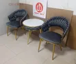 Luxury Black Braided Velvet 2-Seater Bistro Set with Gold Legs - 2