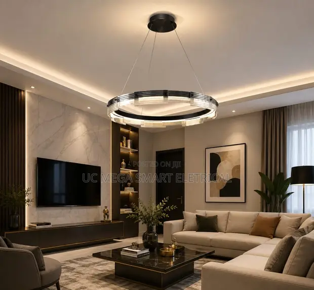 Sashin Zane na Modern Ring LED Pendant Light don Falo - 1