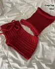 Zara Red Tie Front Crop Top and Shorts Set - 2