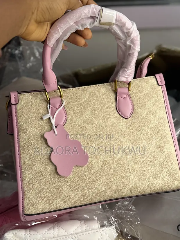 Elegant Pink & Cream Ladies Handbag - 1