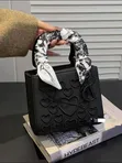 Genuine Leather Handbag - Black - 1