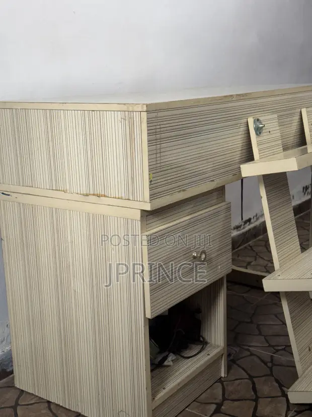 Custom Wooden Study Desk with 3-Layer Shelf - 1