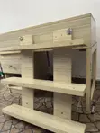 Custom Wooden Study Desk with 3-Layer Shelf - 4