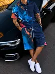 Men's Abstract Liquid Print Two-Piece Set - 1