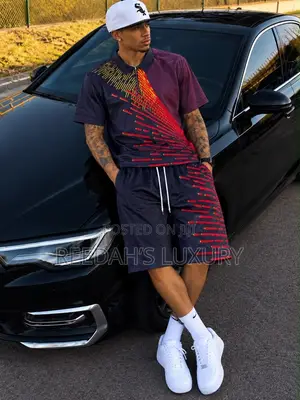 Men's Abstract Liquid Print Two-Piece Set