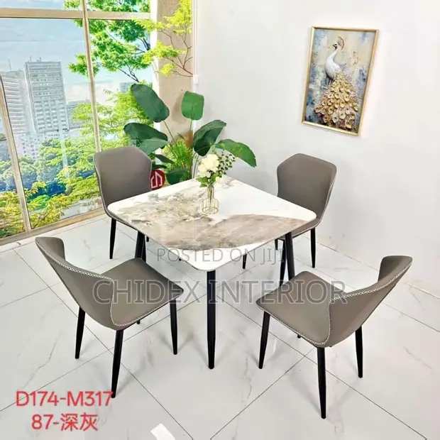 Brand New Marble Dining Table with 4 Chairs - 1