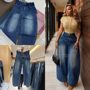 Valbee Collections: Wandon Jeans Mai Tsayi Mai Girma Tare Da Bangare Na Musamman