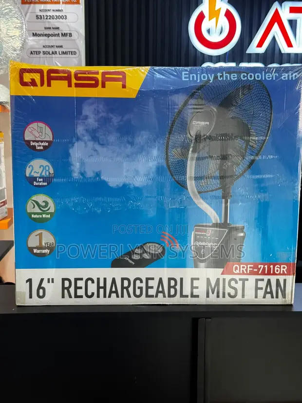 QASA 16-Inch Solar Mist Fan - 1